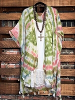 Green Half Sleeve Dip-Dyed Shift Cardigans - Noracora