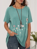 Green Half Sleeve Shift Printed T-Shirts - Noracora