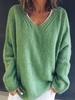 Green Knitted Causal Tops