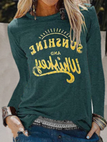 Green Letter Long Sleeve T-Shirts