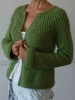Green Long Sleeve Cardigans - Noracora