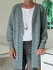 Green Long Sleeve Plain Acrylic Cardigans - Noracora