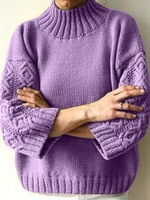 Green Long Sleeve Plain Sweaters