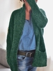 Green Long Sleeve Pockets Solid Simple Cardigans - Noracora