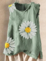 Green Round Neck Casual Tanks & Camis - Noracora