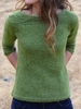 Green Round Neck Long Sleeve Sweaters - Noracora