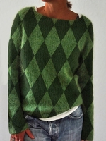 Green Shift Long Sleeve Sweaters - Noracora