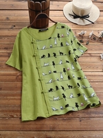 Green Short Sleeve Animal T-Shirts - Noracora