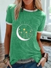 Green Short Sleeve Basic T-Shirts - Noracora