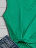 Green Sleeveless Linen V Neck Tanks & Camis - Noracora