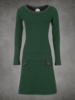 Green Solid Buttoned Long Sleeve Dresses - Noracora