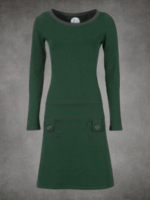 Green Solid Buttoned Long Sleeve Dresses - Noracora