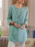 Green Solid Cotton Casual Casual Tops