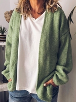 Green Solid Cotton Casual Sweaters