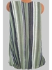 Green Stripes V Neck Casual Tanks & Camis - Noracora
