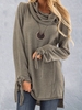 Grey Casual Cowl Neck Sweaters