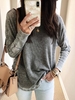 Grey Cotton-Blend Long Sleeve Sweaters