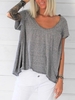 Grey Cotton Casual T-Shirts