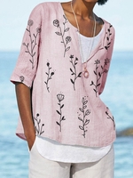 Half Sleeve Casual V Neck Casual Tops