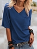 Half Sleeve Holiday V Neck T-Shirts - Noracora