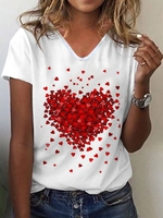 Heart Casual Jersey V Neck T-Shirts