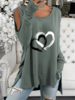 Heart Jersey Casual Loosen Tunic Blouses