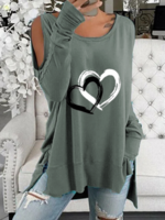 Heart Jersey Casual Loosen Tunic Blouses