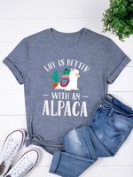 Holiday Cotton-Blend Short Sleeve Crew Neck T-Shirts - Noracora