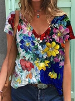 Holiday V Neck Shift T-Shirts - Noracora