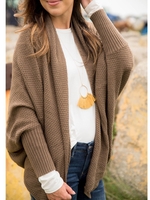 Khaki Knitted Batwing Cardigans - Noracora