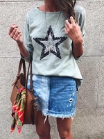 Light Green Beaded Casual Causal Tops - Noracora