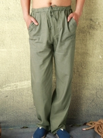 Linen Paneled Casual Men-Bottoms >>Men-Pants
