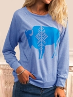 Long Sleeve Animal Simple & Basic Causal Tops