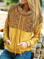 Long Sleeve Cotton-Blend Paneled Hoodies & Sweatshirts - Noracora