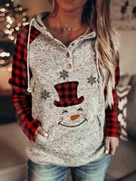 Long Sleeve Hoodie Casual Christmas Snowman Hoodies & Sweatshirts - Noracora