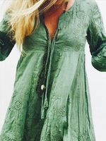 Long Sleeve Patchwork V Neck Maxi Dresses