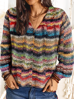 Long Sleeve Polyester Cotton V Neck Cardigans - Noracora
