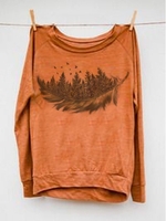 Long Sleeve Printed Causal Tops - Noracora