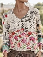 Long Sleeve Tribal Blouses&shirts - Noracora