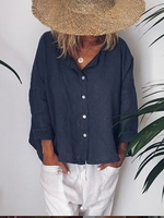 Long Sleeve V Neck Blouses&shirts