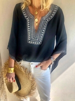 Long Sleeve V Neck Casual Tops