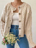 Multicolor Striped Crew Neck Vintage Printed Outerwear