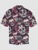 Navy Blue Shirt Collar Statement Printed Skull Men-Shirts - Noracora