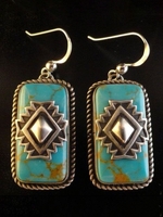 New Vintage Tibetan Silver Turquoise Earrings