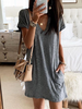 New Women Chic Vintage Boho Holiday Shift Casual Short Sleeve Simple Knitting Tunic Dress