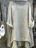 noracora 1 Beige Gray Brown Black White Women Tops Cotton Casual Round Neck Going Out Tops