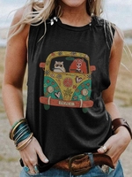 Noracora 1 Black Army Green Burgundy Green Gray Blue Women Tops Simple Polyester Round Neck Going Out Printed Tops