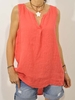 noracora 1 Red Women Tops Polyester V Neck Casual Daily Tops