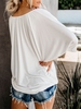 noracora 1 White Women Tops Casual Polyester V Neck Going Out Tops