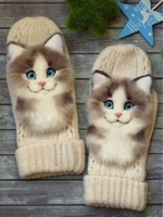 Noracora Beige Gloves Casual Polyester Winter Gloves